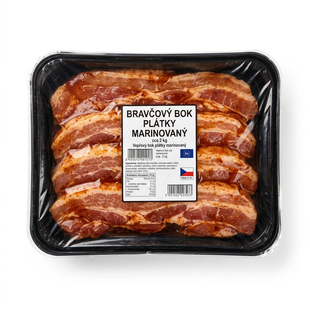 BRAVČOVÝ BOK PLÁTKY MARINOVANÝ CA. 2KG