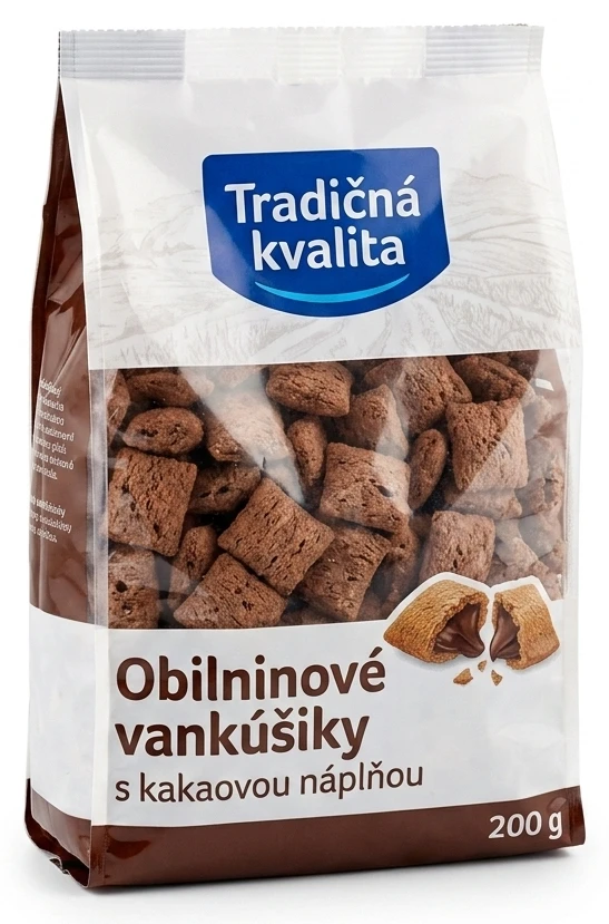 Tradičná kvalita Obilninové vankúšiky s kakaovou náplňou
