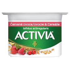 Activia jogurt broskyňa a cereálie / červené ovocie a cereálie 120 g