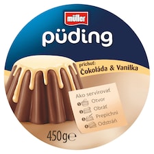 Müller Puding s čokoládovou príchuťou a s vanilkovou príchuťou 450 g