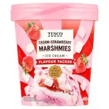 Smotanový mrazený krém jahodový a smotanový s jahodovou omáčkou a marshmallows 460 ml