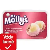 Ms Molly's Mrazený krém s rastlinným tukom vanilkový, jahodovou a s čokoládovou príchuťou 2 l