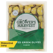 The Grower's Harvest Zelené vykôstkované olivy v slanom náleve 195 g