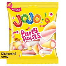 JOJO Party Twist penové cukríky s príchuťou zmrzliny, broskýň a čučoriedok 80 g