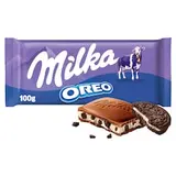 Milka Oreo čokoláda z alpského mlieka s kakaovými sušienkami a vanilkovo-krémovou náplňou 100 g