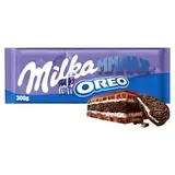Milka Oreo čokoláda z alpského mlieka s kakaovou sušienkou a vanilkovo-mliečnou náplňou 300 g