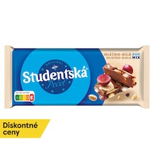 ORION ŠTUDENTSKÁ PEČAŤ mliečno-biela čokoláda s arašidmi, hrozienkami a želé 170 g