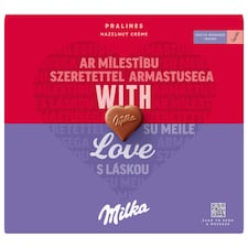 Milka bonboniéra I Love Milka, lieskooriešková náplň 110 g