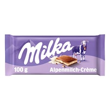 Milka Alpine Milk Cream mliečna čokoláda z alpského mlieka s mliečnou náplňou 100 g