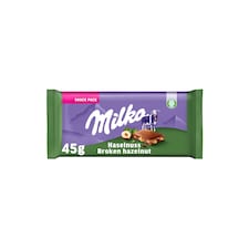 Milka Broken Hazelnut mliečna malá čokoláda z alpského mlieka s drvenými lieskovými orechmi 45 g