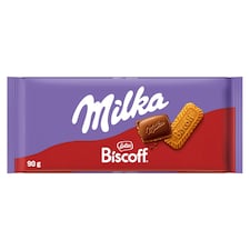 Milka Biscoff mliečna čokoláda z alpského mlieka s kúskami karamelizovaných sušienok Biscoff 90 g