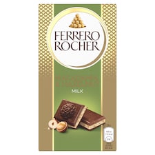 Ferrero Rocher Mliečna čokoláda plnená s náplňou s lieskovými orieškami a makadamovými orechmi 90 g