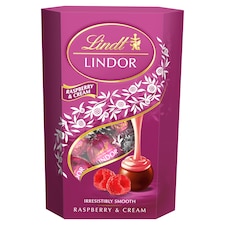 Lindt Lindor Bonbony z mliečnej čokolády s jemnou malinovo-smotanovou náplňou 200 g