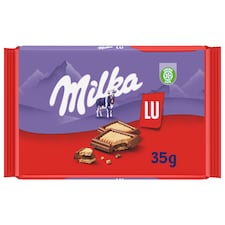 Milka LU mliečna malá čokoláda z alpského mlieka so sušienkami LU 35 g