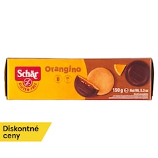 Schär Orangino jemné pečivo bezgluténové polomáčané v čokoláde s náplňou s príchuťou pomaranča 150 g
