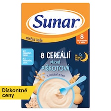Sunar mliečna kaša s 8 cereáliami na dobrú noc piškótová 210 g