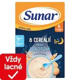 Sunar mliečna kaša s 8 cereáliami na dobrú noc piškótová 210 g