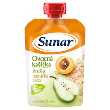 Sunar kašička ovocná kapsička hruška, marhuľa, ovsené vločky 6m+, 120 g