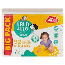 Fred & Flo Ultra Dry plienky Maxi 4+ 9-16 kg 92 ks