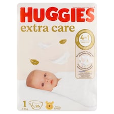 Huggies Extra Care plienky veľkosť 1, pre deti 2-5 kg 26 ks