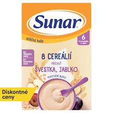 Sunar mliečna kaša s 8 cereáliami slivka, jablko 210 g