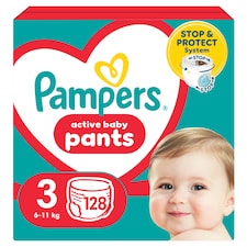 Pampers Active Baby plienkové nohavičky veľkosť 3, 128 plienok, 6kg-11kg