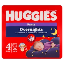 Huggies Overnights detské nočné plienky veľkosť 4 pre deti 9-14 kg 26 ks