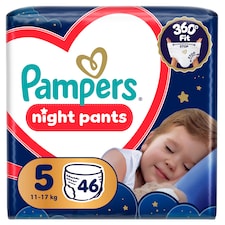 Pampers Nočné Plienkové Nohavičky Veľkosť 5, 46 Plienok, 11kg-17kg