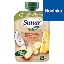 Sunar BIO ovocná kapsička Jablko, banán, ananás, kokos 6m+, 100 g