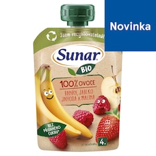 Sunar BIO ovocná kapsička Banán, jablko, jahoda, malina 4m+, 100 g