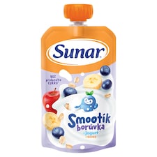 Sunar Smootík detská kapsička čučoriedka, jogurt, ovsené vločky 12m+, 120 g