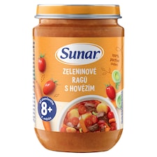 Sunar príkrm zeleninové ragú s hovädzím 8m +, 190 g