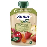 Sunar BIO ovocno-zeleninová kapsička Jablko, jahoda, červená repa, mrkva 4m+, 100 g