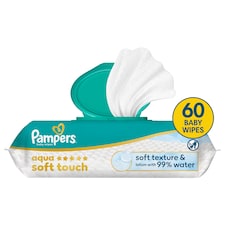 Pampers Aqua Soft Touch Detské Vlhčené Obrúsky, 1 ks Balení 60 Obrúskov Detských Vlhčených Obrúskov