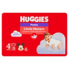 Huggies Little Movers plienkové nohavičky veľkosť 4 pre deti 9-14 kg 36 ks