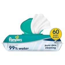 Pampers 99 % Vody Detské Vlhčené Obrúsky, 1 ks Balení po 60 Obrúskov Detských Vlhčených Obrúskov