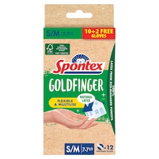 Spontex Goldfinger jednorázové rukavice z prírodného latexu S/M 7-7 1/2 12 ks