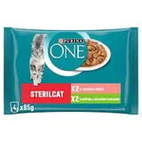 Purina ONE Sterilised kapsičky pre mačky morčacie, losos v šťave 4 x 85 g
