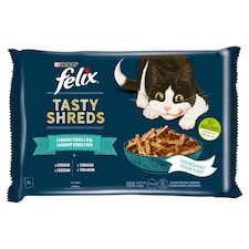Felix Tasty Shreds kapsičky pre mačky losos, tuniak v šťave 4 x 80 g