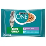 Purina ONE Indoor kapsičky pre mačky tuniak, teľacie v šťave 4 x 85 g