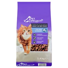 Pet Specialist Kompletné suché krmivo pre dospelé mačky s rybou, hovädzinou a hydinou 1,4 kg