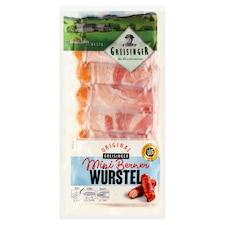 Greisinger Mini Berner Würstel mini bravčové párky so syrom obalené v plátkoch slaniny 0,250 kg