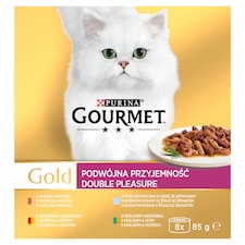Gourmet Gold konzervy pre mačky hovädzie a kura, králik a pečeň, morské ryby, kačica, morka 8 x 85 g