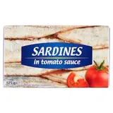 Konzervované sardinky bez hlavy s kožou v paradajkovej omáčke 125 g