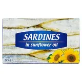 Konzervované sardinky bez hlavy s kožou v slnečnicovom oleji 125 g
