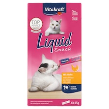 Vitakraft Liquid Snack doplnkové krmivo pre mačky od 3. mesiaca 6 x 15 g (90 g)