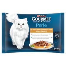 Gourmet Perle Gravy Delight kapsičky pre mačky losos, tuniak v omáčke 4 x 85 g