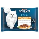 Gourmet Perle Gravy Delight kapsičky pre mačky losos, tuniak v omáčke 4 x 85 g