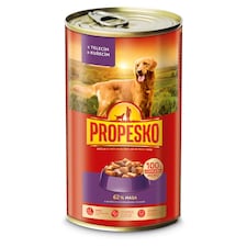Propesko Kompletné krmivo pre dospelé psy kúsky s teľacinou a kuracinou v omáčke 1240 g