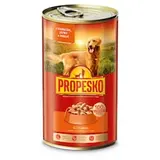 Propesko Kompletné krmivo pre dospelé psy kúsky s kuracinou, pečeňou a mrkvou v omáčke 415 g